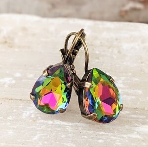 Swarovski Crystal In Volcano / Vitrail Medium Multicolor In Brass Earrings
